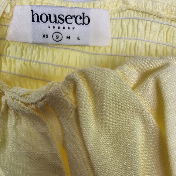 House of CB Rommi Yellow Bustier Jumpsuit Shoulder Tie Linen Size Small - Picture 7 of 9